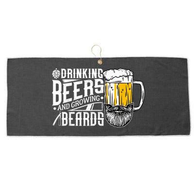 Drinking Beers And Growing Beards Funny Drinking Party Large Microfiber Waffle Golf Towel