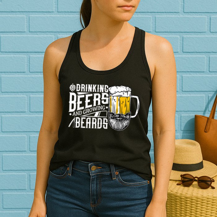 Drinking Beers And Growing Beards Funny Drinking Party Womens Tank Top