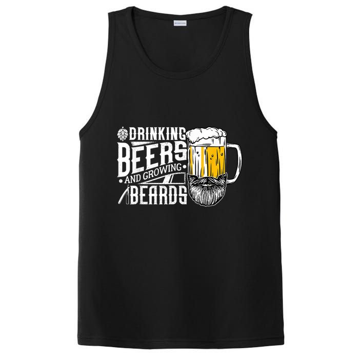 Drinking Beers And Growing Beards Funny Drinking Party PosiCharge Competitor Tank