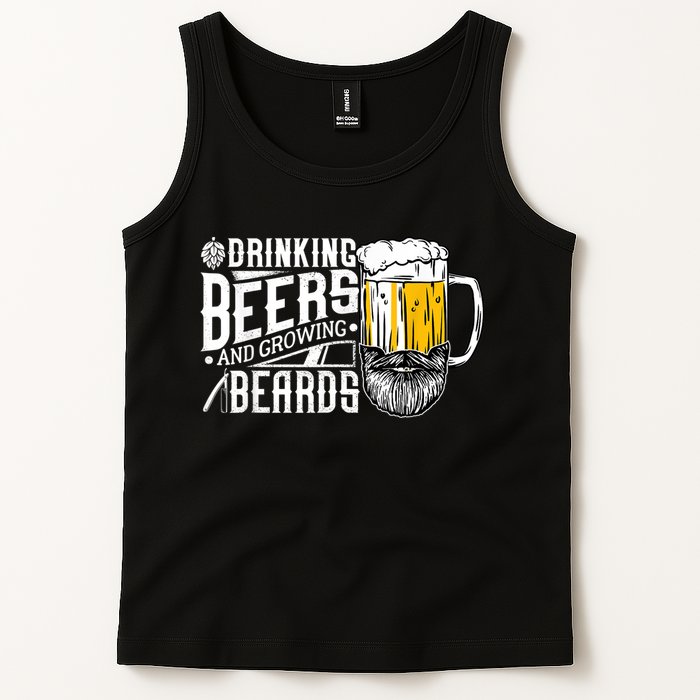 Drinking Beers And Growing Beards Funny Drinking Party Tank Top