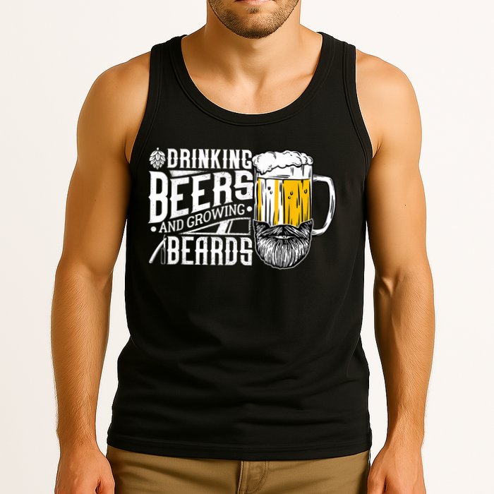 Drinking Beers And Growing Beards Funny Drinking Party Tank Top
