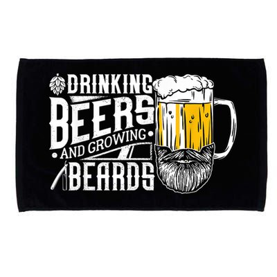 Drinking Beers And Growing Beards Funny Drinking Party Microfiber Hand Towel