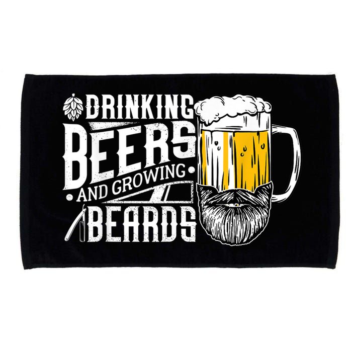 Drinking Beers And Growing Beards Funny Drinking Party Microfiber Hand Towel