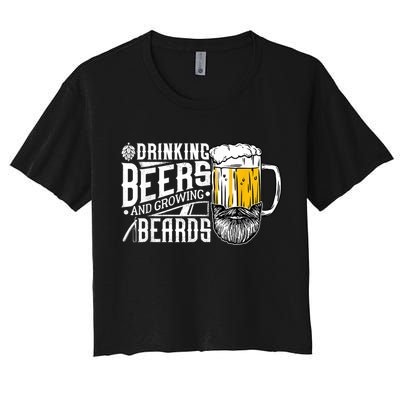 Drinking Beers And Growing Beards Funny Drinking Party Crop Top