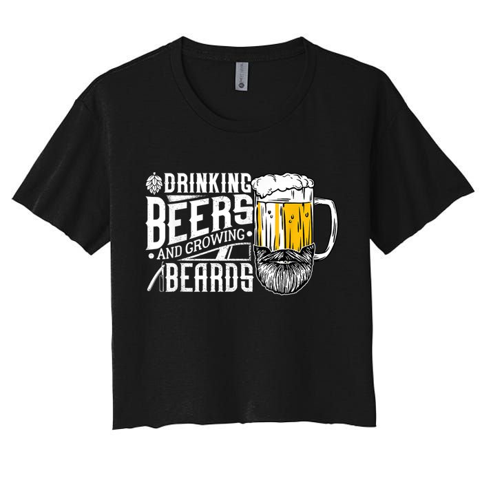 Drinking Beers And Growing Beards Funny Drinking Party Crop Top