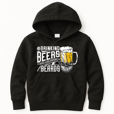 Drinking Beers And Growing Beards Funny Drinking Party Kids Hoodie