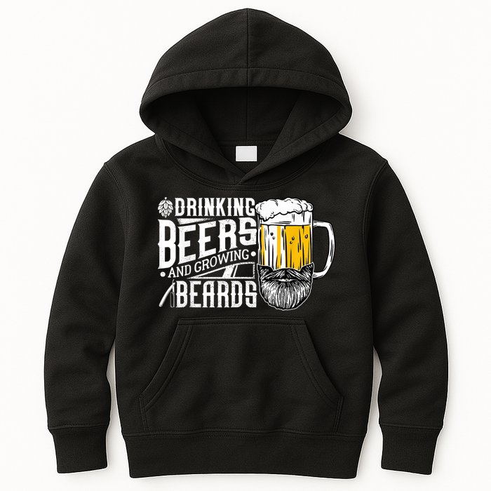 Drinking Beers And Growing Beards Funny Drinking Party Kids Hoodie