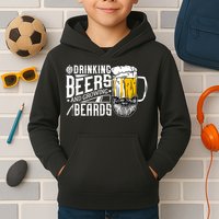 Drinking Beers And Growing Beards Funny Drinking Party Kids Hoodie