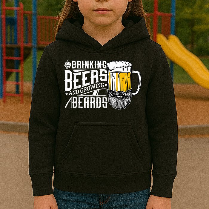Drinking Beers And Growing Beards Funny Drinking Party Kids Hoodie