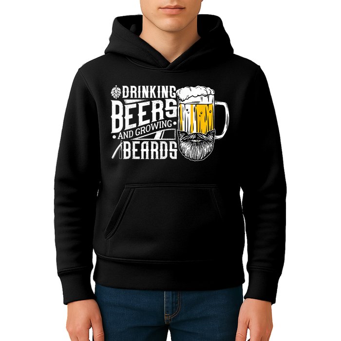 Drinking Beers And Growing Beards Funny Drinking Party Kids Hoodie