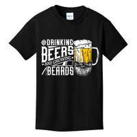 Drinking Beers And Growing Beards Funny Drinking Party Kids T-Shirt