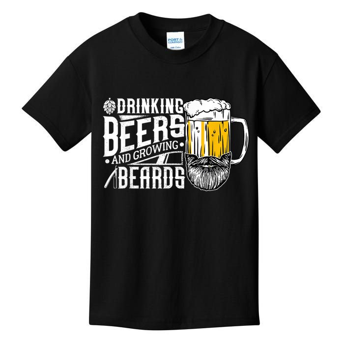 Drinking Beers And Growing Beards Funny Drinking Party Kids T-Shirt