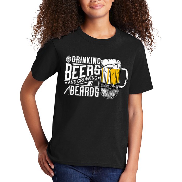 Drinking Beers And Growing Beards Funny Drinking Party Kids T-Shirt