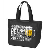 Drinking Beers And Growing Beards Funny Drinking Party Zip Tote Bag
