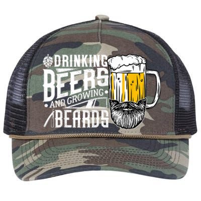 Drinking Beers And Growing Beards Funny Drinking Party Retro Rope Trucker Hat Cap