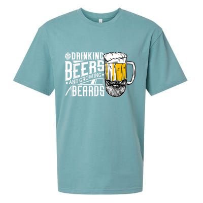 Drinking Beers And Growing Beards Funny Drinking Party Sueded Cloud Jersey T-Shirt