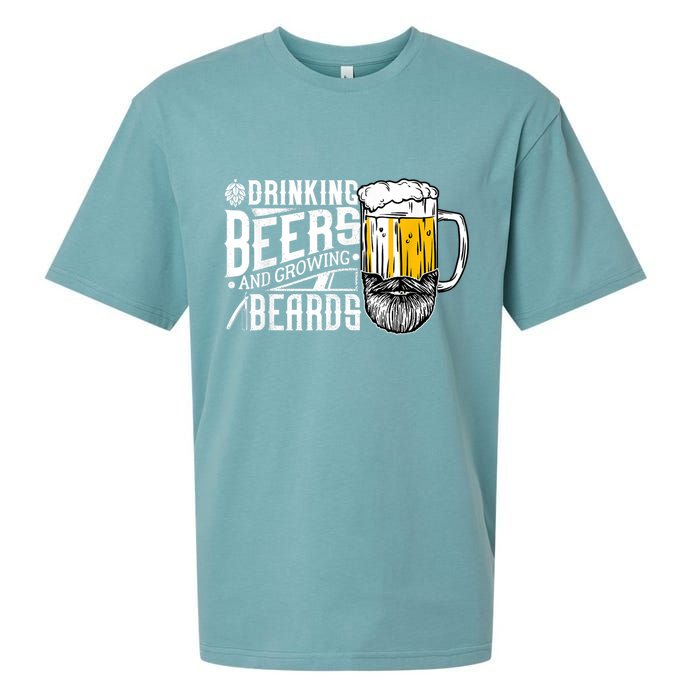 Drinking Beers And Growing Beards Funny Drinking Party Sueded Cloud Jersey T-Shirt