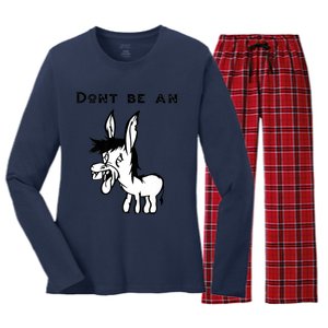 Don't Be A Donkey Women's Long Sleeve Flannel Pajama Set 