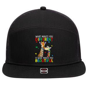 Different Beautiful Autism Awareness Puzzle Piece Giraffe 7 Panel Mesh Trucker Snapback Hat