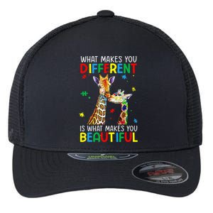 Different Beautiful Autism Awareness Puzzle Piece Giraffe Flexfit Unipanel Trucker Cap