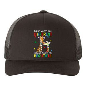 Different Beautiful Autism Awareness Puzzle Piece Giraffe Yupoong Adult 5-Panel Trucker Hat