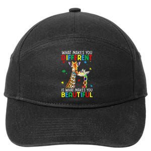 Different Beautiful Autism Awareness Puzzle Piece Giraffe 7-Panel Snapback Hat