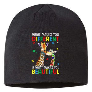 Different Beautiful Autism Awareness Puzzle Piece Giraffe Sustainable Beanie