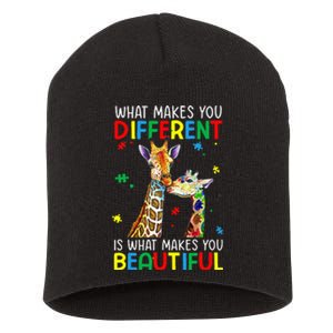 Different Beautiful Autism Awareness Puzzle Piece Giraffe Short Acrylic Beanie