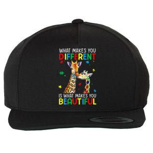 Different Beautiful Autism Awareness Puzzle Piece Giraffe Wool Snapback Cap