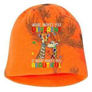 Different Beautiful Autism Awareness Puzzle Piece Giraffe Kati - Camo Knit Beanie