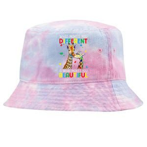 Different Beautiful Autism Awareness Puzzle Piece Giraffe Tie-Dyed Bucket Hat