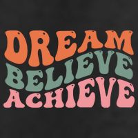 Dream Believe Achieve Retro Quote 7 Panel Mesh Trucker Snapback Hat