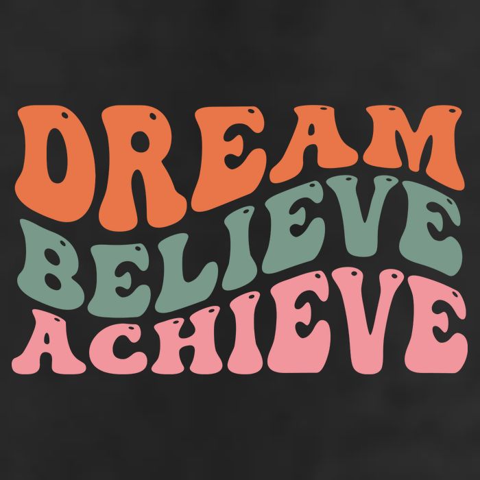 Dream Believe Achieve Retro Quote 7 Panel Mesh Trucker Snapback Hat