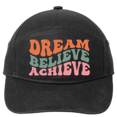 Dream Believe Achieve Retro Quote 7-Panel Snapback Hat