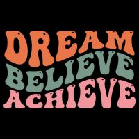 Dream Believe Achieve Retro Quote Zip Tote Bag