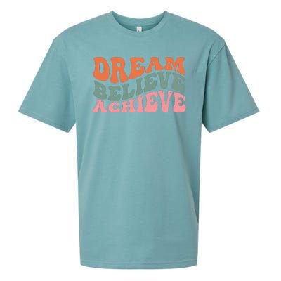 Dream Believe Achieve Retro Quote Sueded Cloud Jersey T-Shirt