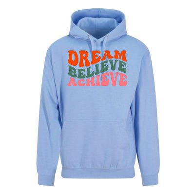 Dream Believe Achieve Retro Quote Unisex Surf Hoodie