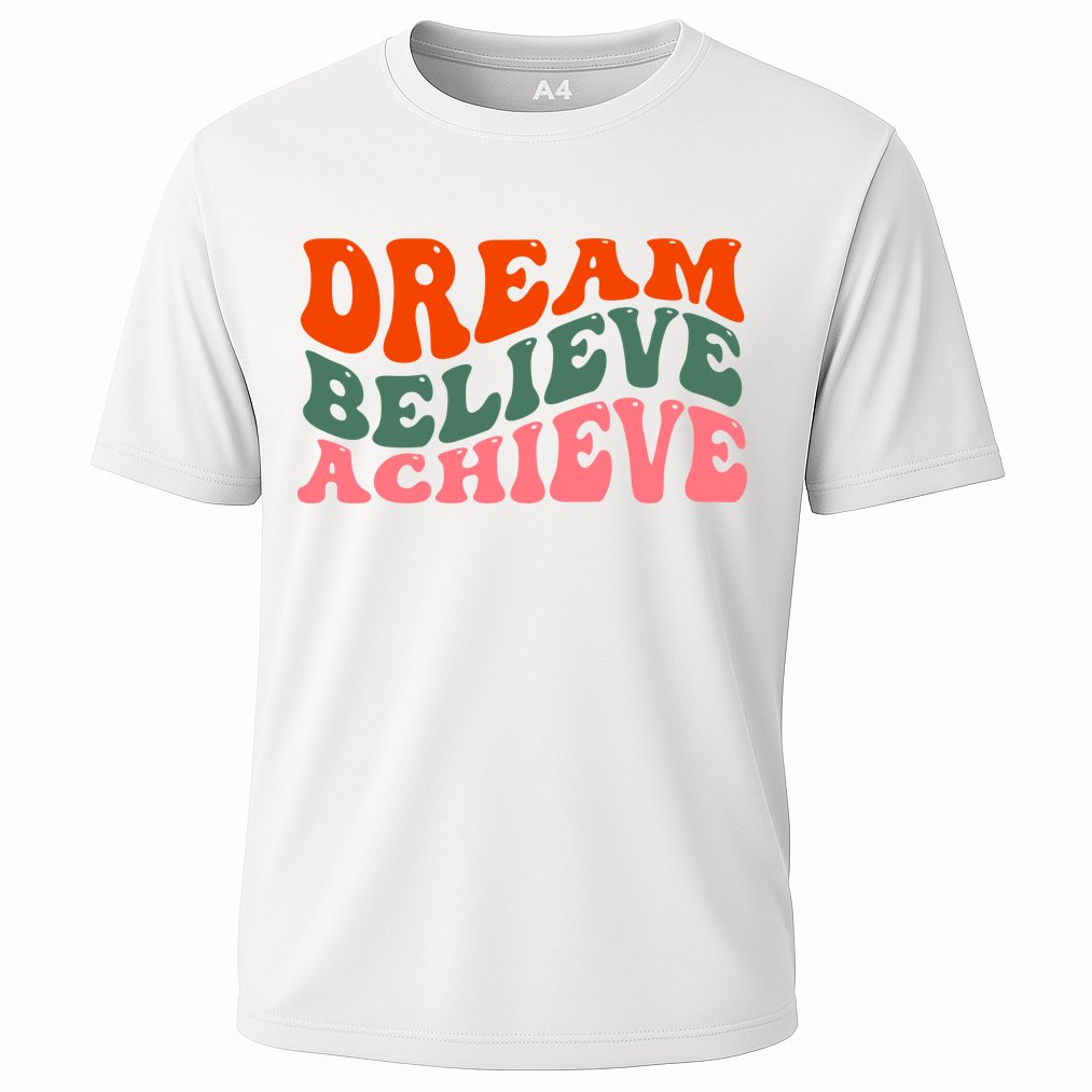 Dream Believe Achieve Retro Quote Cooling Performance Crew T-Shirt