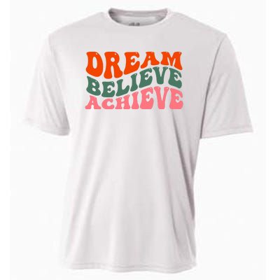 Dream Believe Achieve Retro Quote Cooling Performance Crew T-Shirt