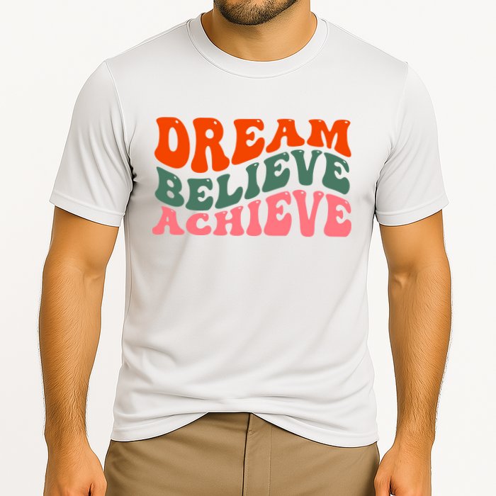Dream Believe Achieve Retro Quote Cooling Performance Crew T-Shirt