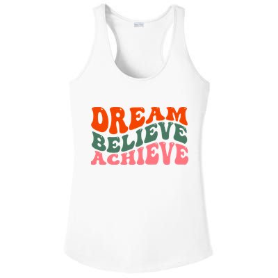 Dream Believe Achieve Retro Quote Ladies PosiCharge Competitor Racerback Tank