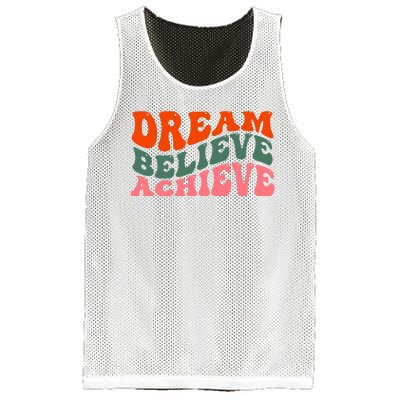 Dream Believe Achieve Retro Quote Mesh Reversible Basketball Jersey Tank