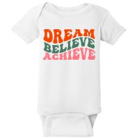 Dream Believe Achieve Retro Quote Baby Bodysuit