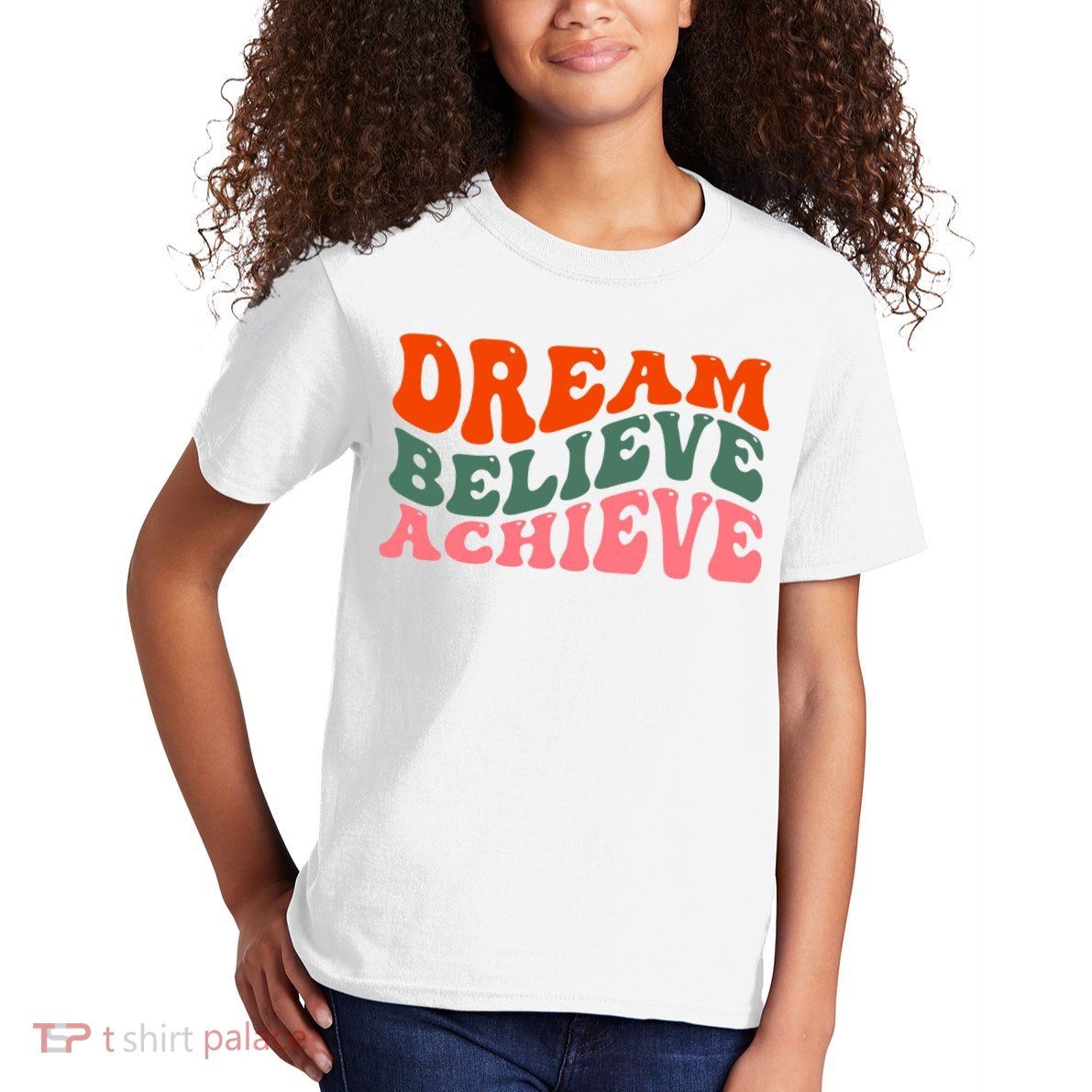 Dream Believe Achieve Retro Quote Kids T-Shirt