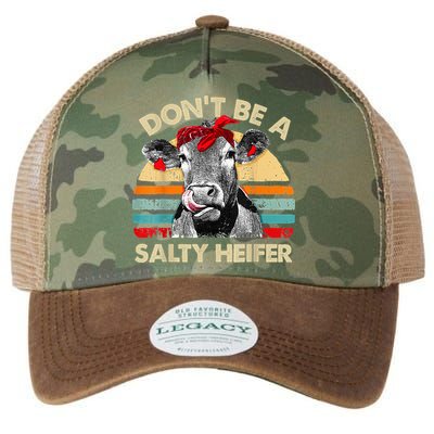 Don't Be a Salty Heifer Cute Highland Cow Lover Vintage Farm Legacy Tie Dye Trucker Hat