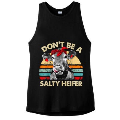 Don't Be a Salty Heifer Cute Highland Cow Lover Vintage Farm Ladies PosiCharge Tri-Blend Wicking Tank