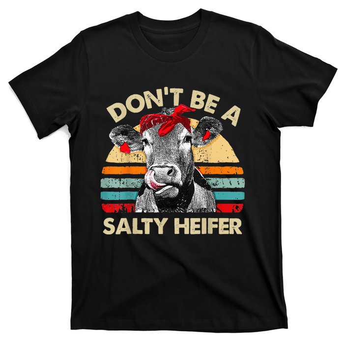 Don't Be a Salty Heifer Cute Highland Cow Lover Vintage Farm T-Shirt