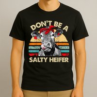 Don't Be a Salty Heifer Cute Highland Cow Lover Vintage Farm T-Shirt