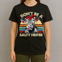 Don't Be a Salty Heifer Cute Highland Cow Lover Vintage Farm T-Shirt