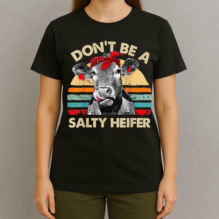 Don't Be a Salty Heifer Cute Highland Cow Lover Vintage Farm T-Shirt